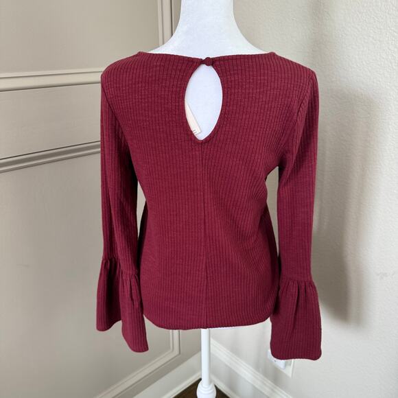 NWT Anthropologie Porridge Joan Bell Sleeve Top XS $88 Wine Bordeaux - Picture 4 of 6